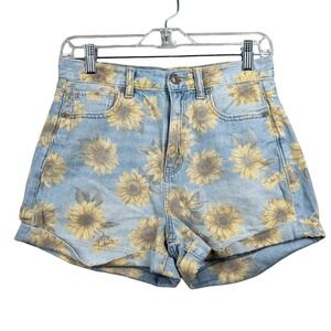 American Eagle Mom Shorts Sunflower Floral Print Denim Shorts 4 Festival Casual